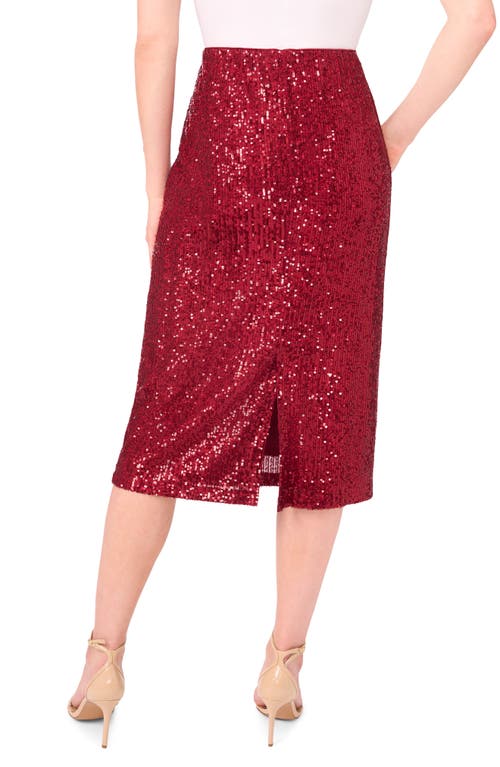 Cece Sequin Pencil Skirt In Red