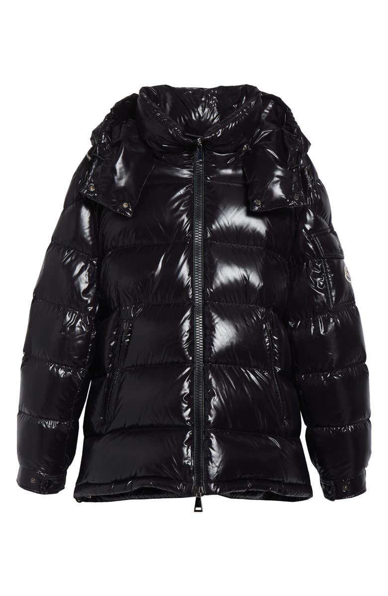 Moncler Maire Lacquered Nylon Down Puffer Jacket, Alternate, color, Black