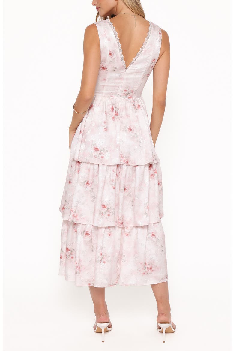 Natasha Sleeveless Tiered Ruffle Maxi Dress, Alternate, color, WHITE PINK FLORAL
