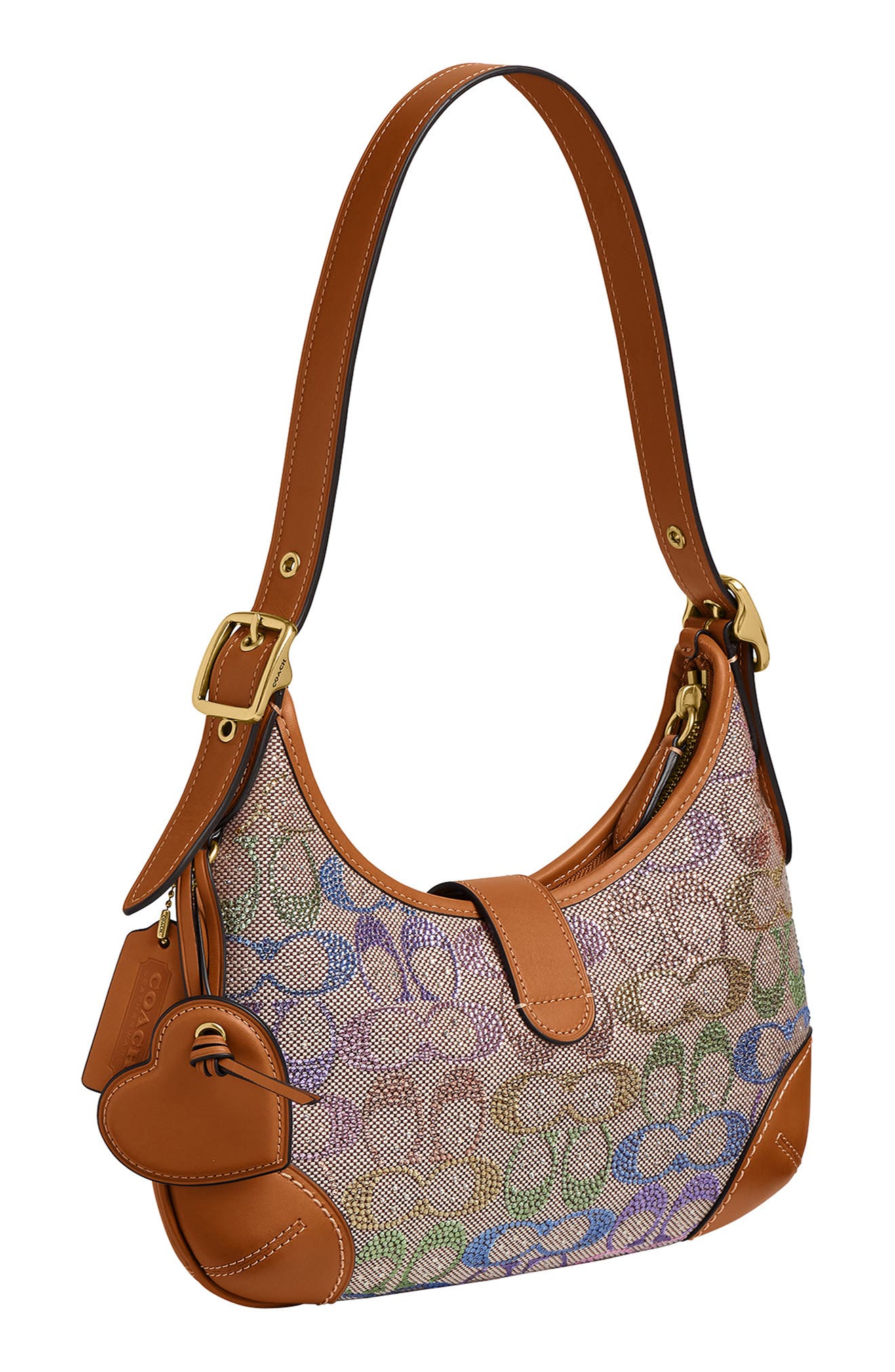 COACH Hamptons Signature Crystal Jacquard Hobo Bag, Alternate, color, B4/ Rainbow Multi
