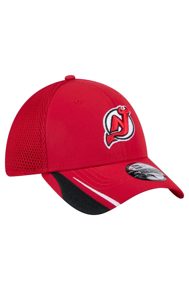 New Era Men's New Era Red New Jersey Devils Linear Featherweight 39THIRTY Flex Hat, Alternate, color, Red
