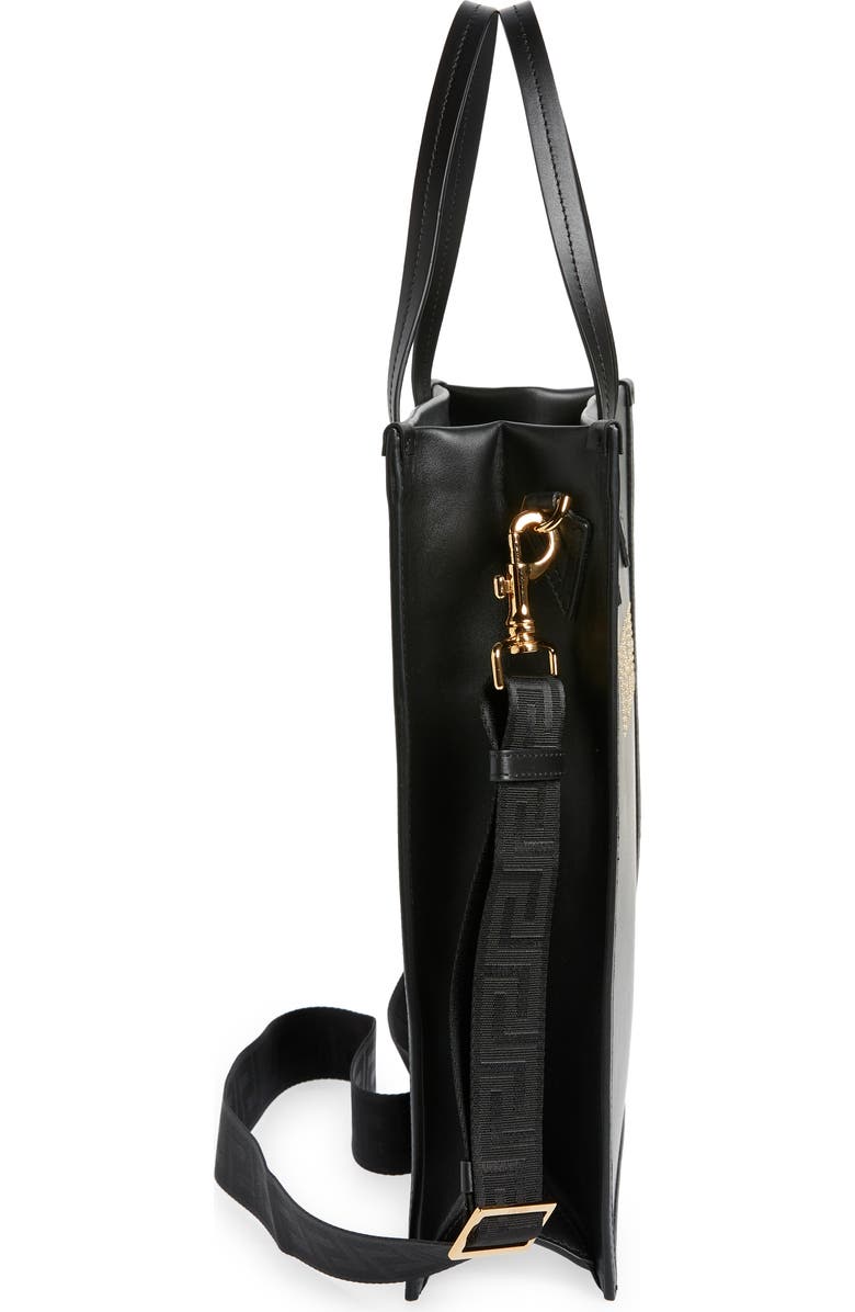 Versace Stud Logo Leather Tote, Alternate, color,