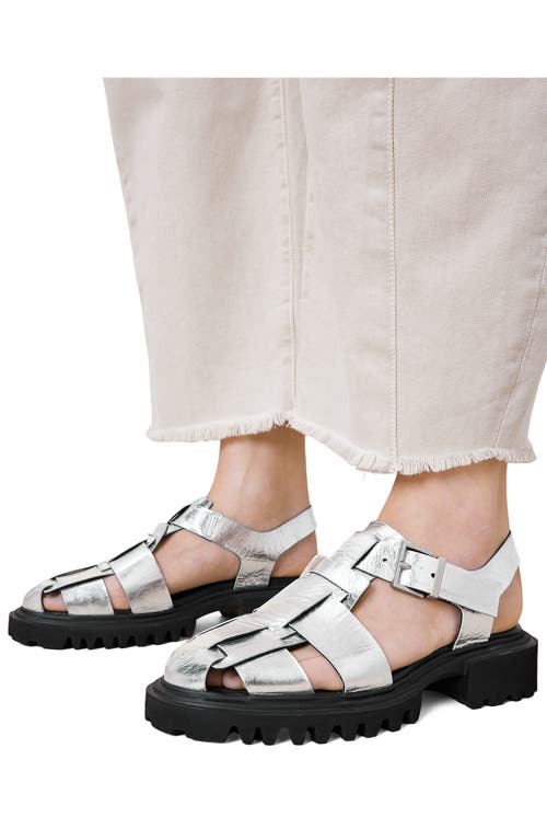 Allsaints Tess Lug Sole Fisherman Sandal In Silver