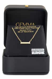 NORDSTROM RACK 14K Gold Plated Lab Grown Diamond Bar Pendant Necklace