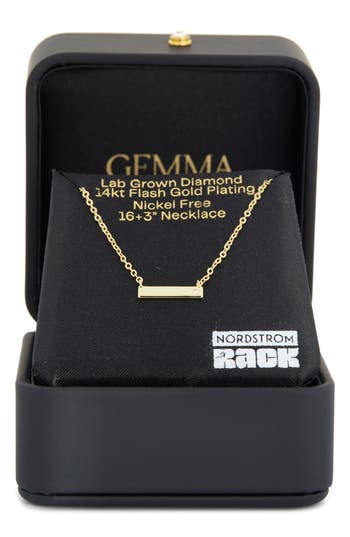 Nordstrom Rack 14k Gold Plated Lab Grown Diamond Bar Pendant Necklace