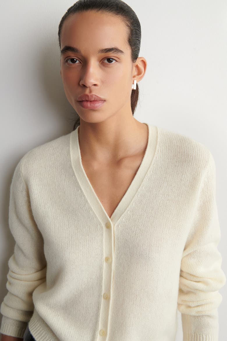 Cashmere V-neck Cardigan, Alternate, color, CREAM