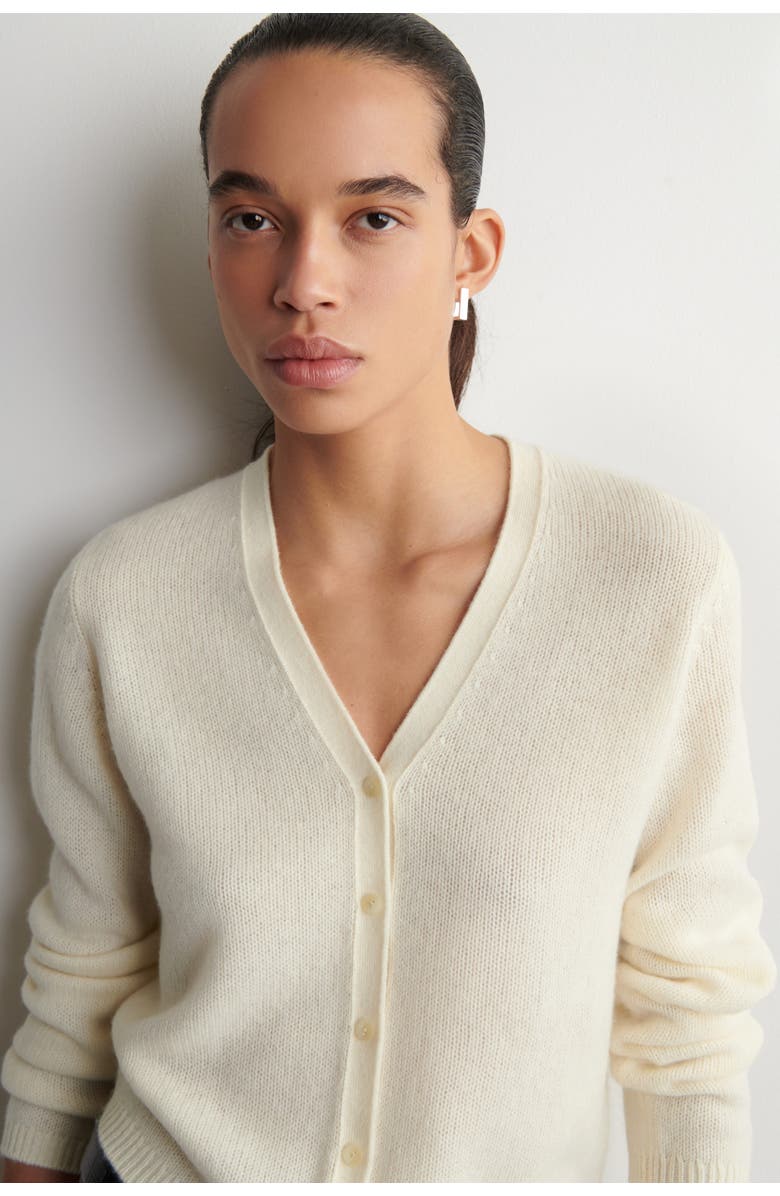 COS Cashmere V-neck Cardigan, Alternate, color, Cream