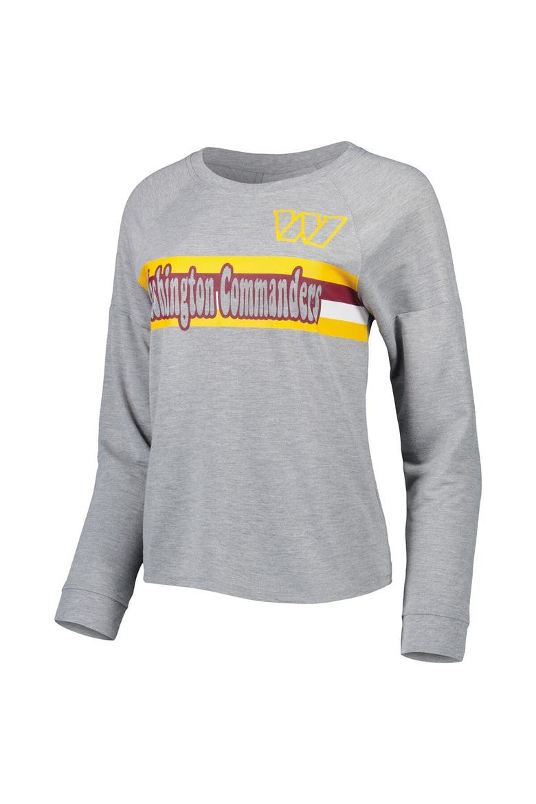 Juniors Heathered Gray Washington Commanders All Striped Up Raglan Long Sleeve T-Shirt, Alternate, color, Heather Gray