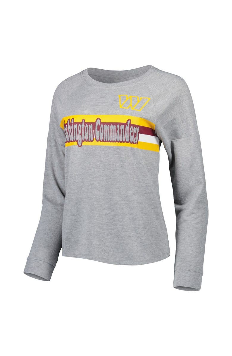 Outerstuff Juniors Heathered Gray Washington Commanders All Striped Up Raglan Long Sleeve T-Shirt, Alternate, color, Heather Gray