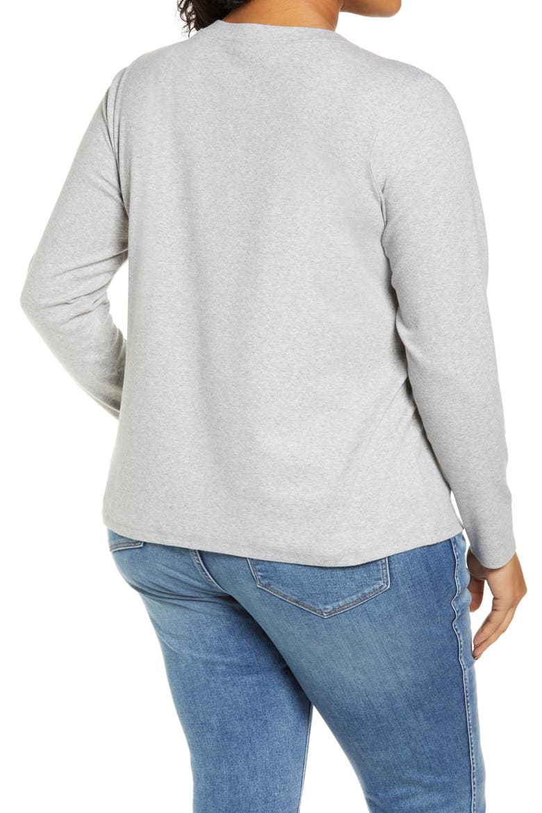 Split Neck Long Sleeve T-Shirt, Alternate, color, GREY HEATHER