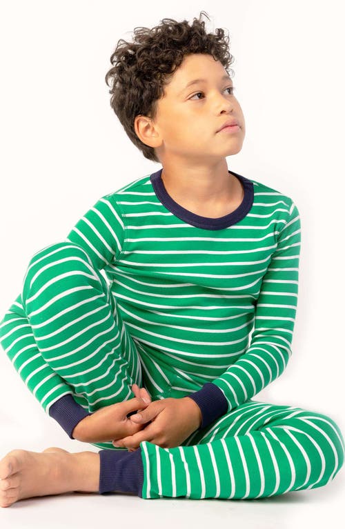 MIGHTLY MIGHTLY 100% ORGANIC COTTON STRIPE LONG SLEEVE SNUG FIT KIDS PAJAMAS