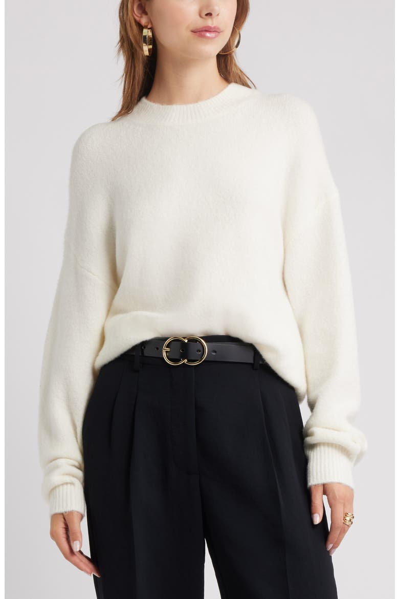 Cozy Crewneck Sweater, Main, color, WHITE WHISPER