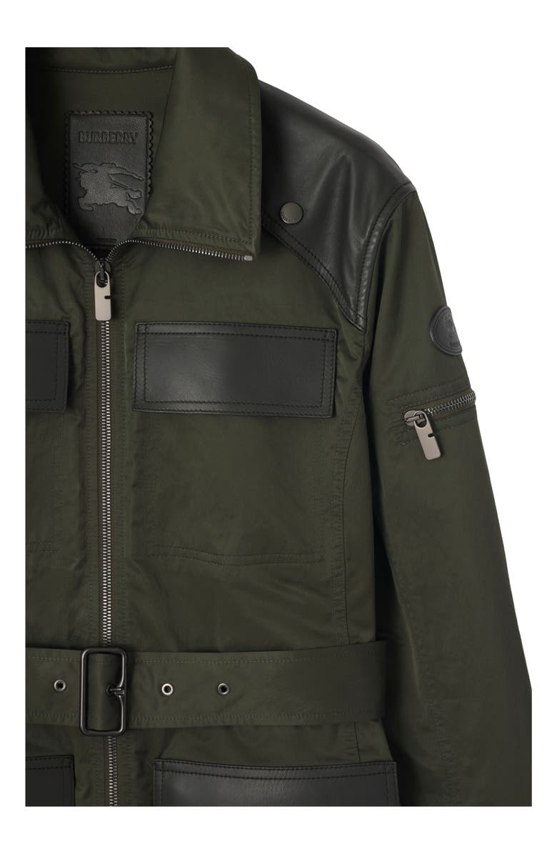 Burberry Leather Trim Nylon Blend Field Jacket, Alternate, color, Shale