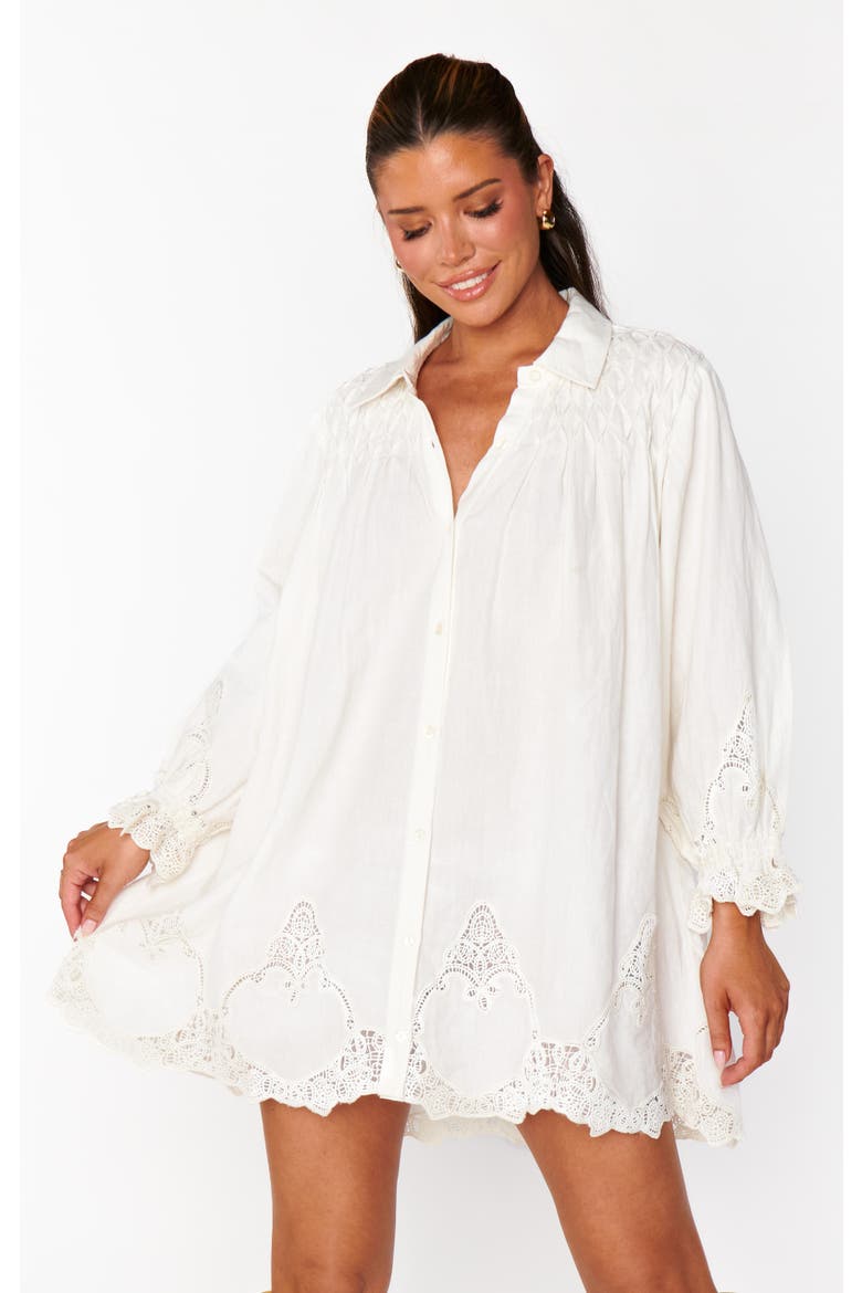 Leona Mini Dress, Main, color, White Lace Embroidery