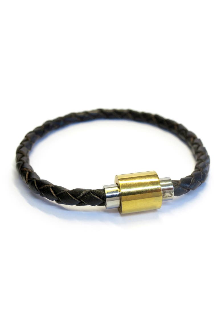 Leather Braided Bracelet, Main, color, BROWN