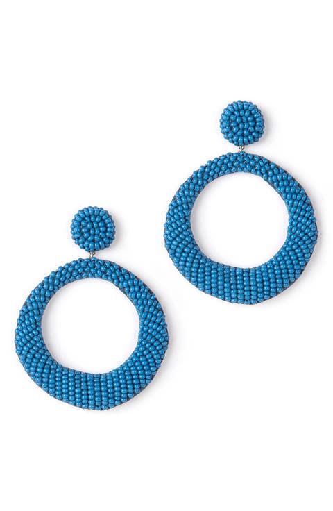 Asta Beaded Hoop Drop Earrings