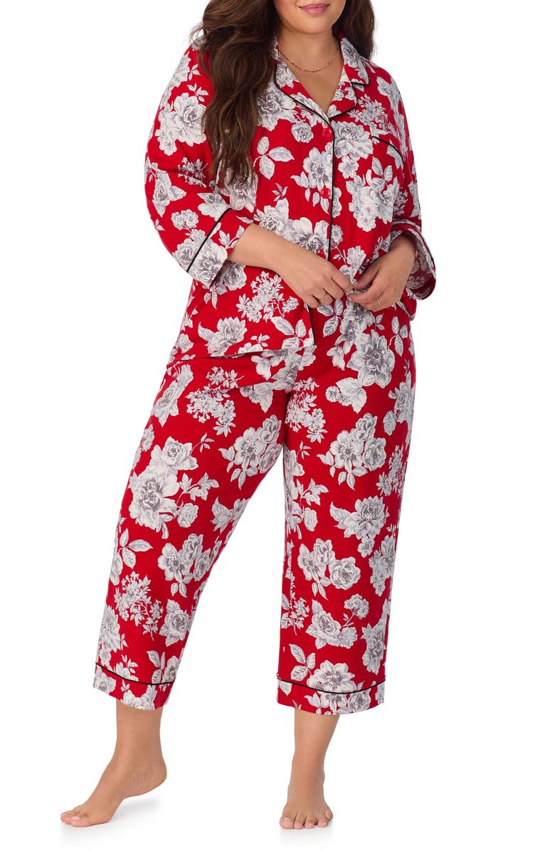 BedHead Pajamas Print Stretch Organic Cotton Jersey Crop Pajamas, Alternate, color, 