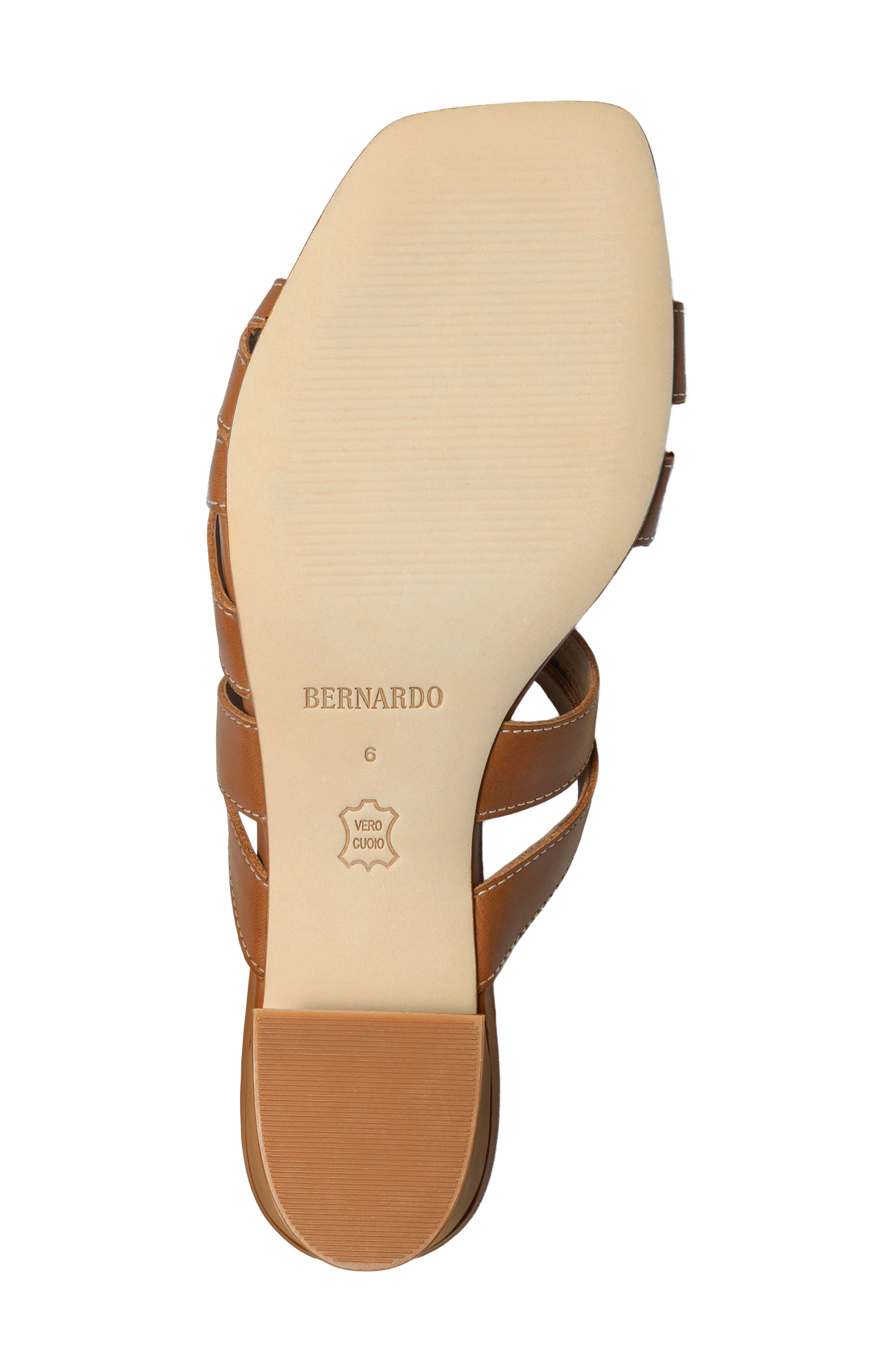 Johanne Leather Slide Sandal, Alternate, color, LUGGAGE ANTIQUE CALF