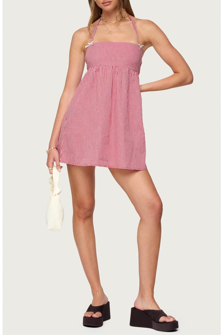 Rina Babydoll Halter Minidress, Main, color, RED