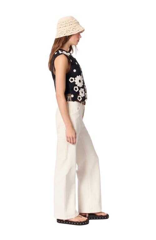 Maje Floral Crochet Top In Black