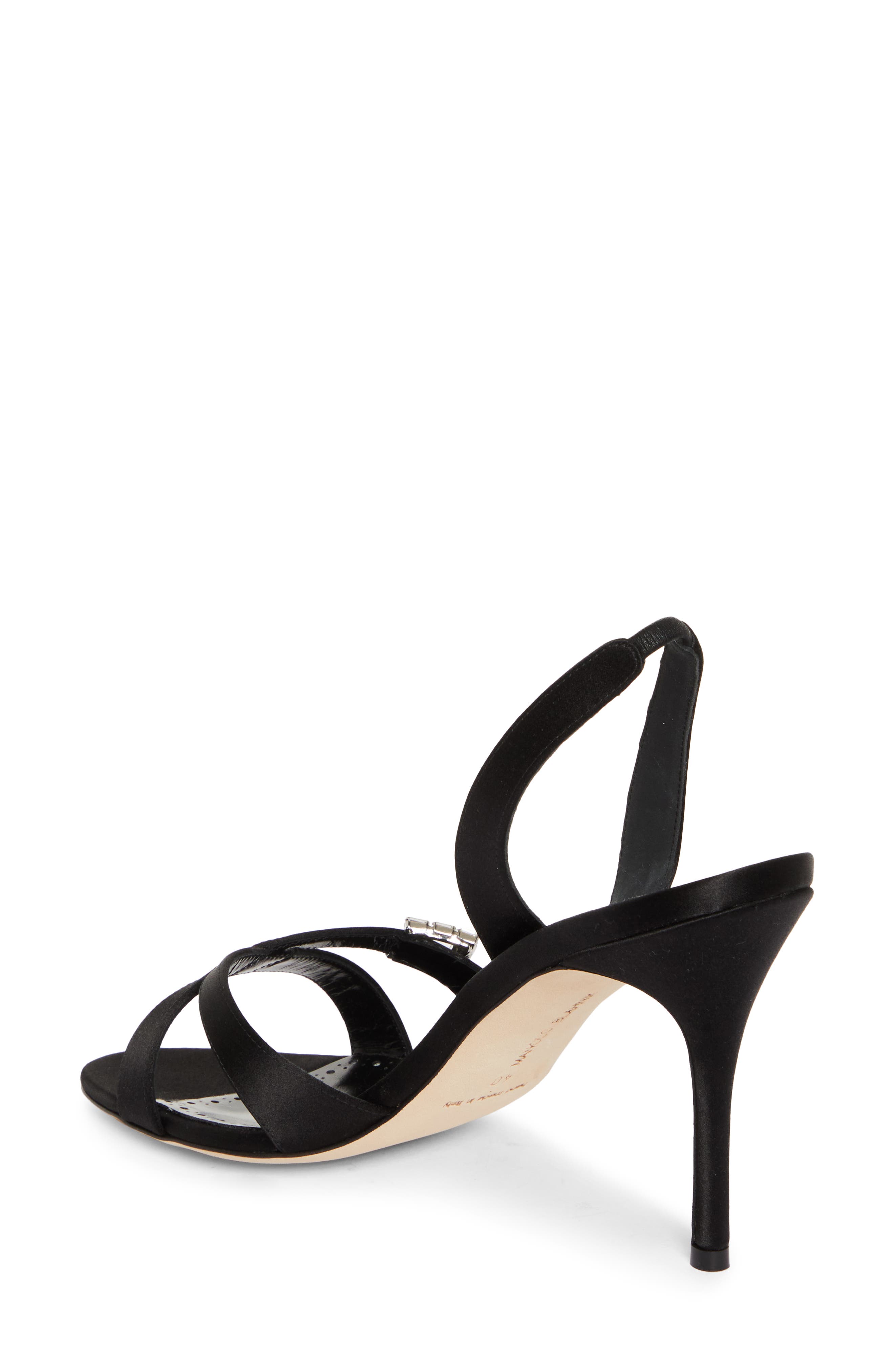 Manolo Blahnik Ramisli Crystal Buckle Slingback Sandal, Alternate, color, 
