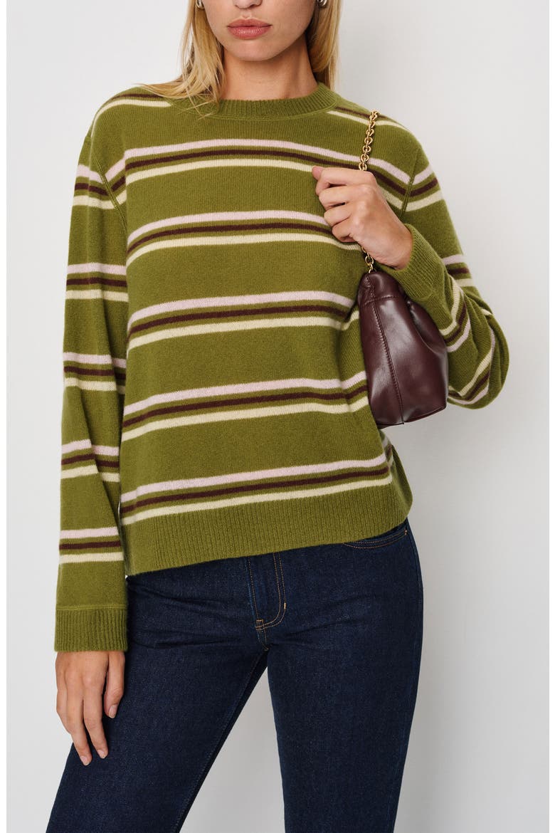Cashmere Boyfriend Sweater, Main, color, PEAR MULTI STRIPE