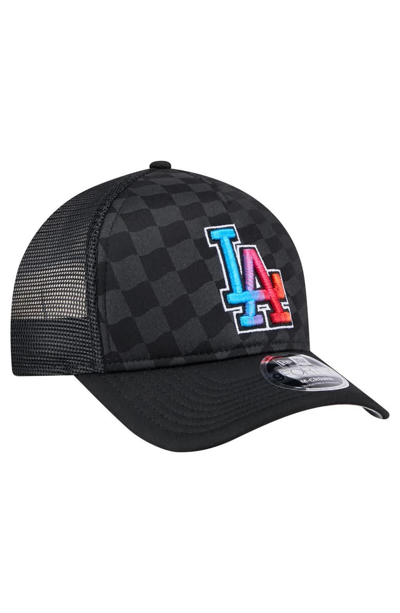 New Era Men's New Era Black Los Angeles Dodgers Gradient 9FORTY A-Frame M-Crown Trucker Adjustable Hat, Alternate, color, Black