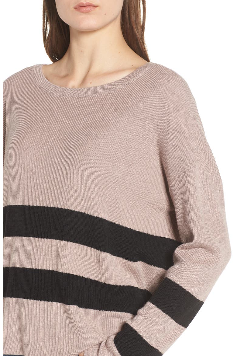 Varsity Stripe Sweater, Alternate, color, GREY BARK KENZIE STRIPE