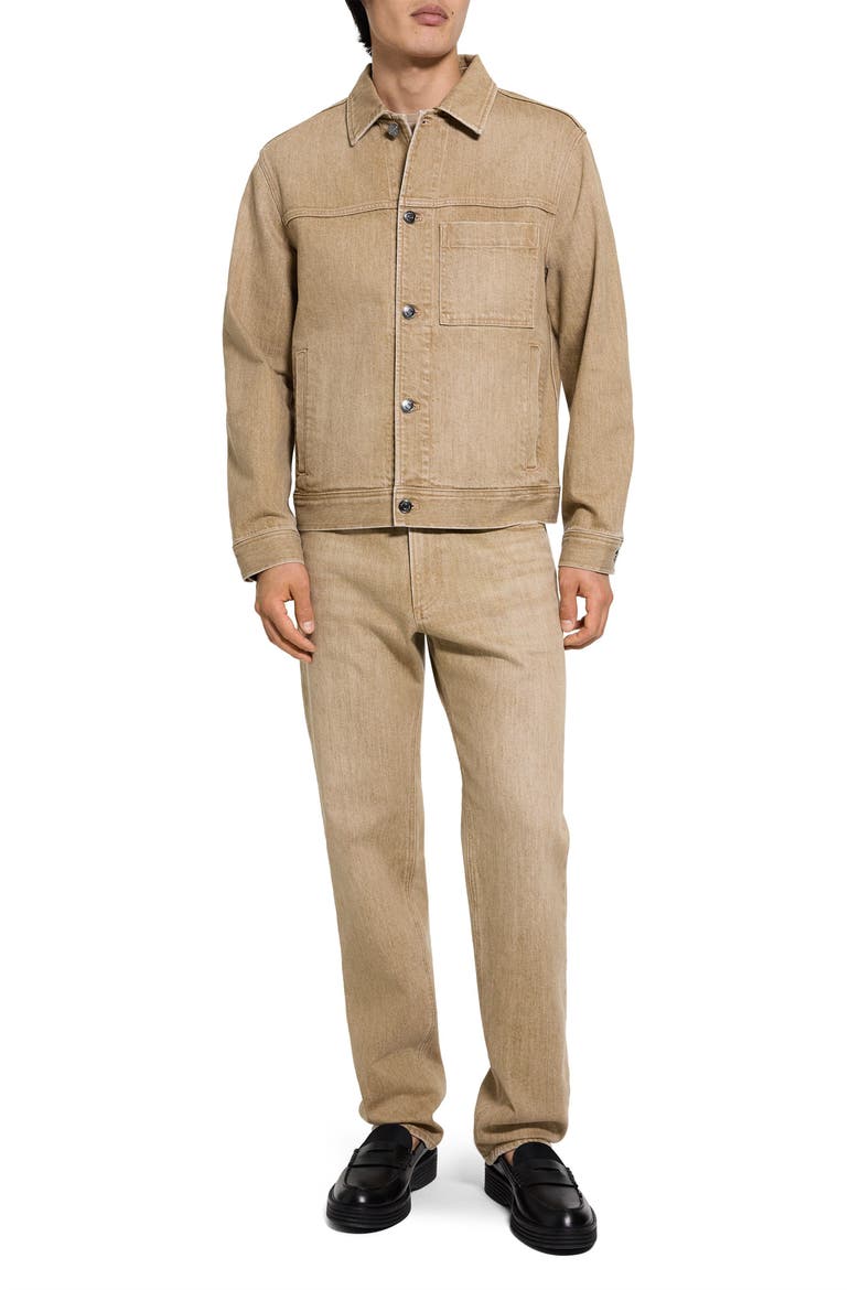 Tinted Denim Trucker Jacket, Alternate, color, WASHED BROWN