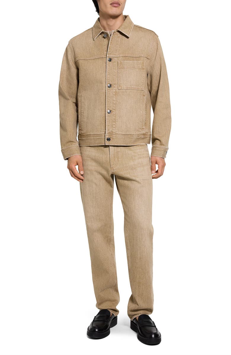 Theory Mod Cotton Denim Trucker Jacket, Alternate, color, Washed Brown