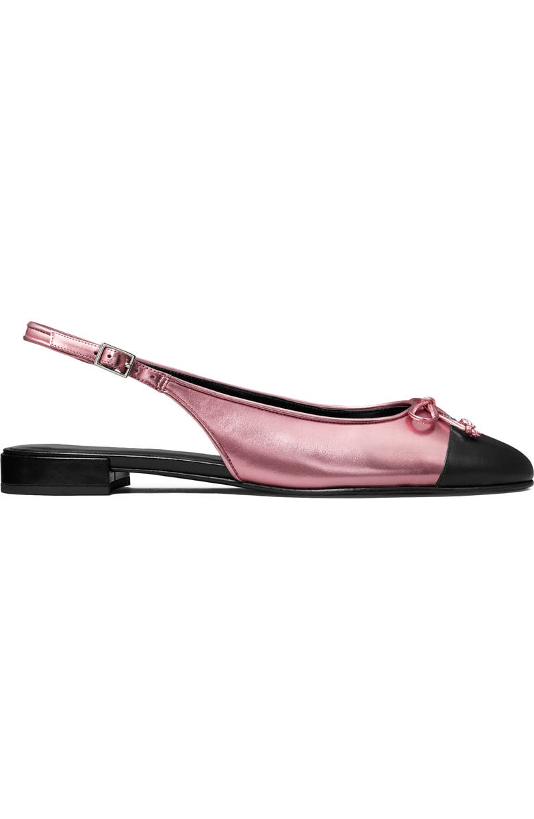 Tory Burch Slingback Cap Toe Flat, Alternate, color, Pink Etoile / Perfect Black