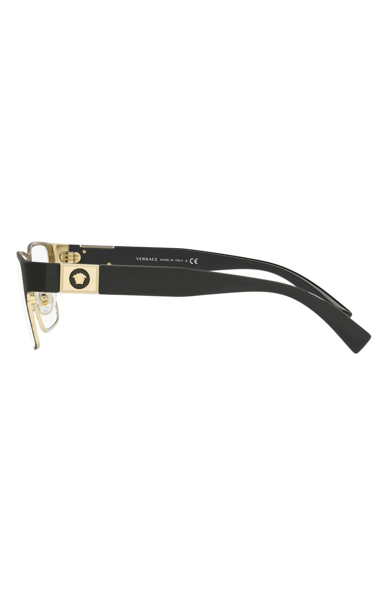 Versace 55mm Rectangular Optical Glasses, Alternate, color, Black Gold