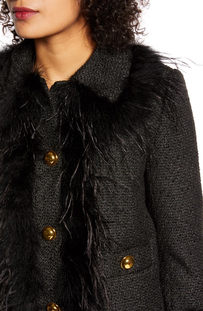 Halogen<sup>®</sup> x Atlantic-Pacific Feather Trim Tweed Jacket, Alternate, color,