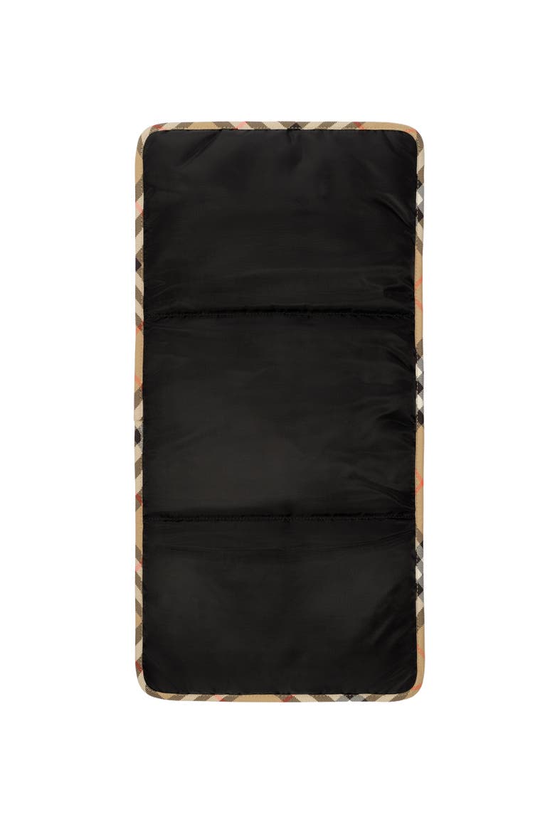 Check Trim Quilted Nylon Baby Changing Bag, Alternate, color, Black
