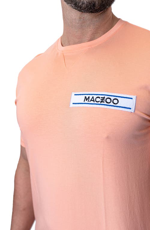 Maceoo Baron Peachpink Logo Patch Stretch Cotton T-shirt In Orange