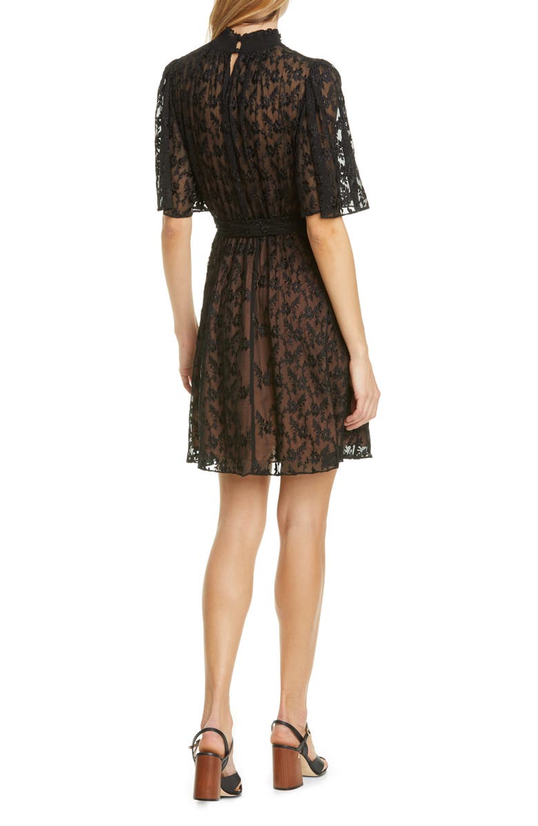 Rebecca Taylor Vine Embroidery Cotton & Silk Cocktail Dress, Alternate, color, 