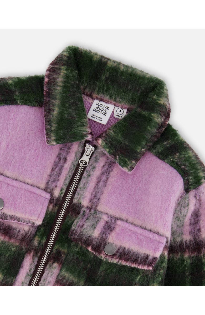 Deux par Deux Zipped Plaid Overshirt, Alternate, color, Mauve And Green