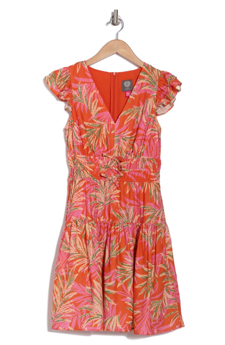 Vince Camuto Cap Sleeve Tiered Fit & Flare Dress, Alternate, color, 