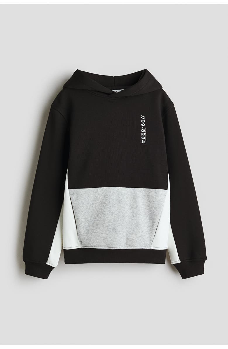 H&M Block-coloured Hoodie, Main, color, Black