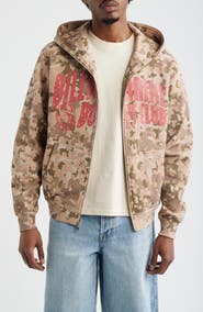 Billionaire Boys Club Camouflage Cotton Zip Front Graphic Hoodie