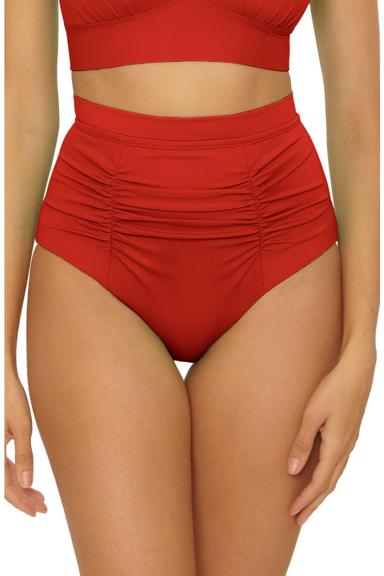 Sun Goddess High Waist Bikini Bottoms, Main, color, RED