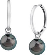 The Pearl Source 14K Gold Tahitian South Sea Pearl Hoop Galilea Earrings