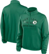 Nike Women's Nike Green Oakland Athletics Rewind Splice Half-Zip Semi-Cropped Bubble Hem Sweatshirt