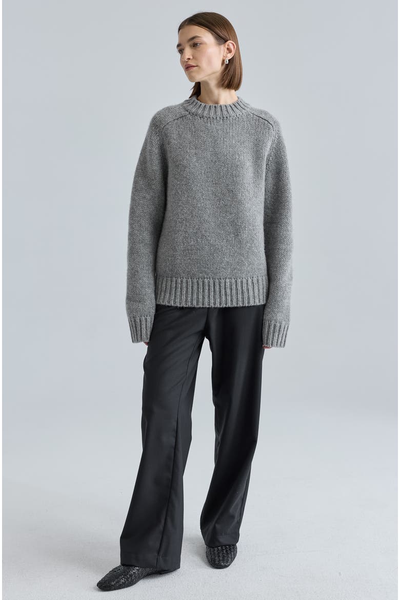 Knit Wool Crewneck Sweater, Alternate, color, Grey
