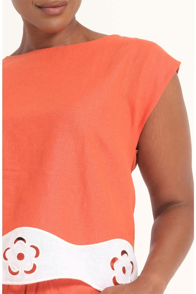 Kaia Colorblock Embroidered Top, Alternate, color, PERSIMMON