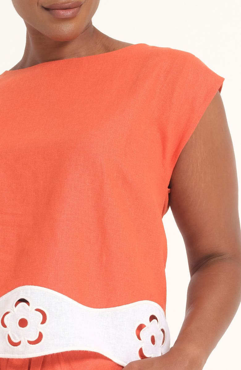 Estelle Kaia Colorblock Embroidered Top, Alternate, color, Persimmon