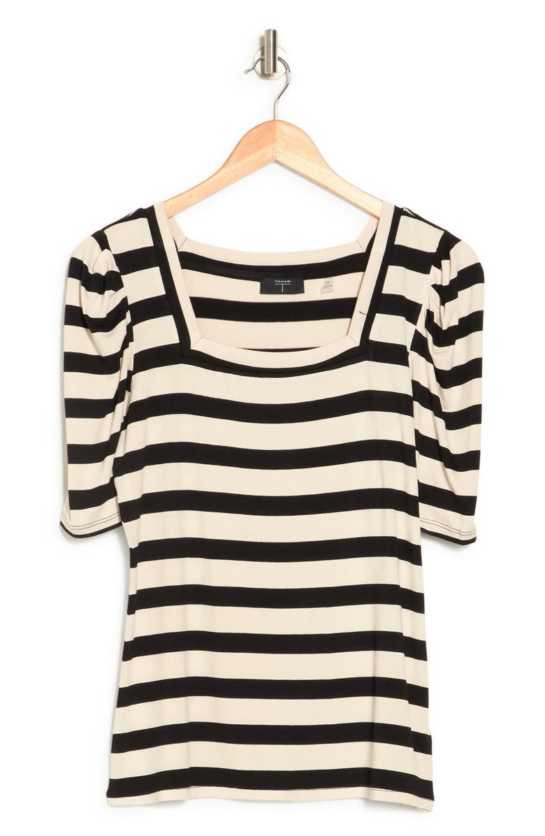 T Tahari Elbow Sleeve Square Neck Top, Alternate, color, 