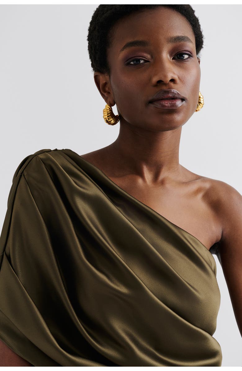 Malina Cassia Draped Fitted Maxi Dress, Alternate, color, Olive