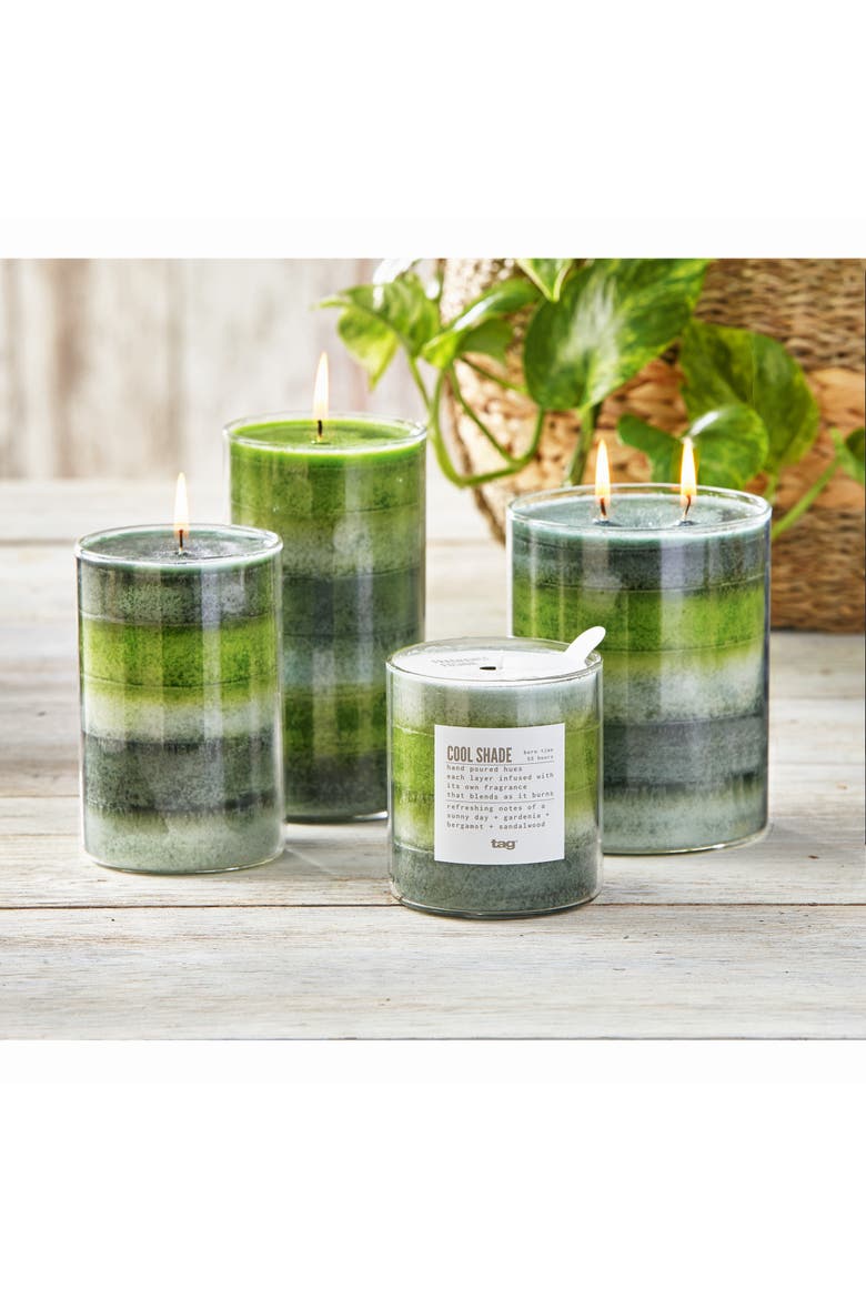 Cool Shade Scented Paraffin Wax Pillar Candle Small Green, Alternate, color, Green