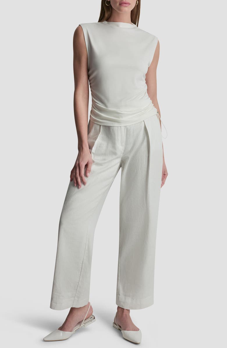 DKNY Side Ruched Knit Top, Alternate, color, Ivory